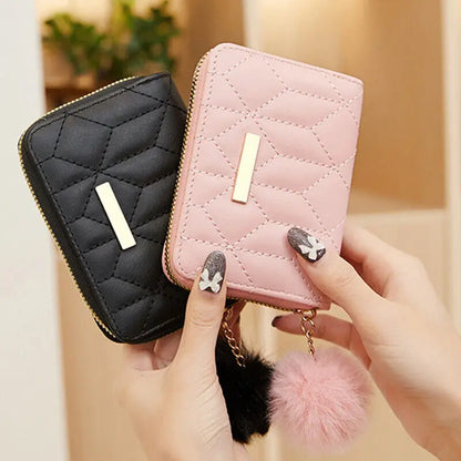 Womens Mini Triangle Leather Wallet Large Capacity Clutch Casual Coin Purse Handbag