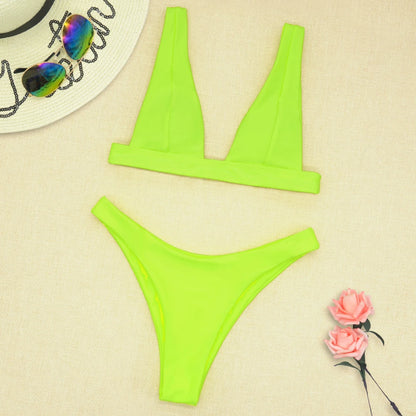 V Neck Blue One Piece Women Bikini