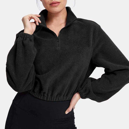 Mermaid Curve Velvet Sweatshirt – Long Sleeve Zipper Sports Jacket for Women