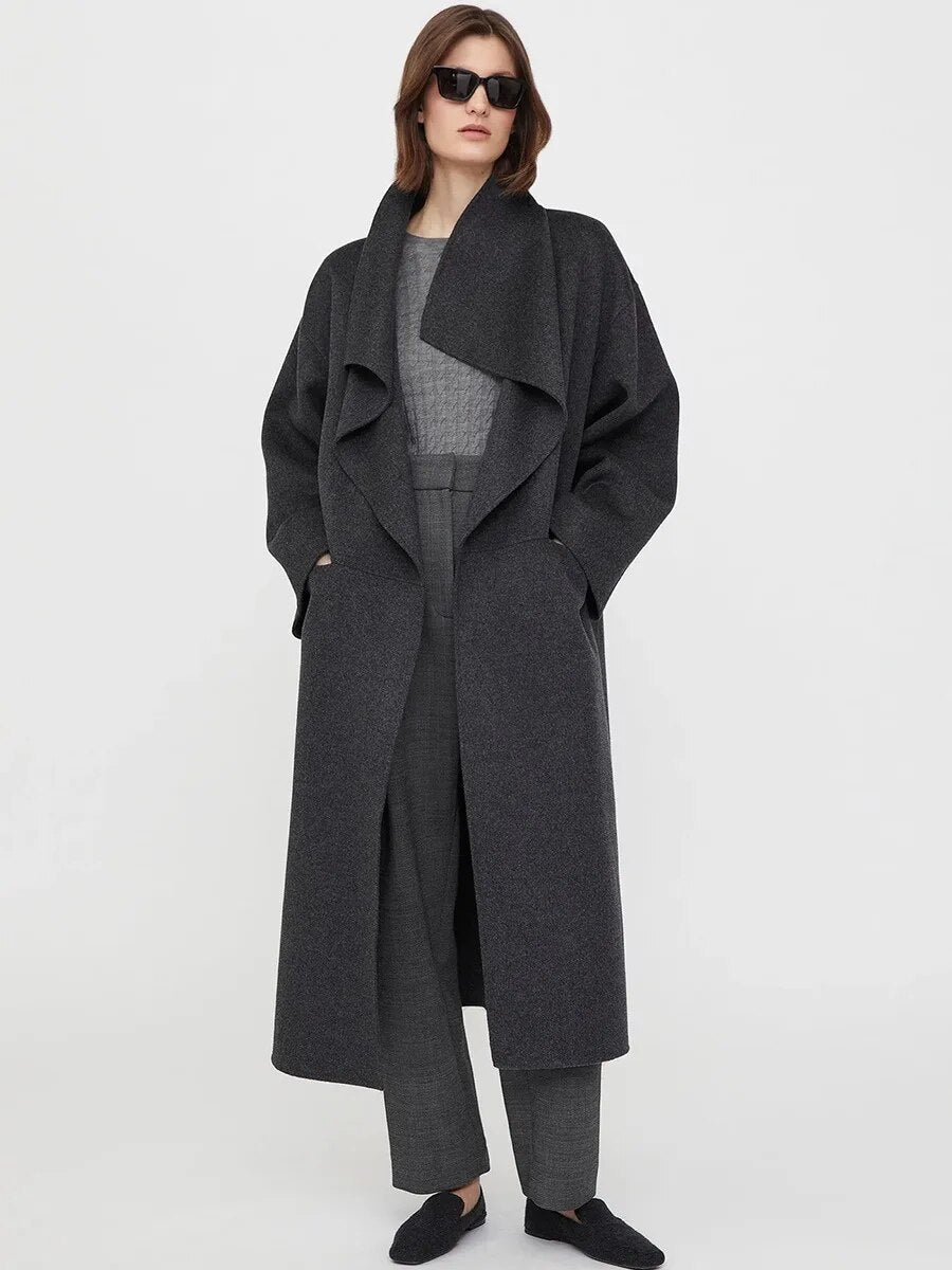 Pretty Simple Split Wool Blends Long Overcoats