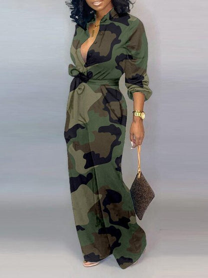 Europe & US Women’s Camouflage Printed Jumpsuit – Trendy Hot Selling Cardigan Style, Explosive Design