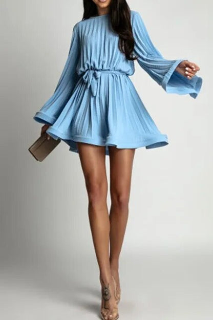 Flared Sleeve Round Neck Elegant Mini Dress