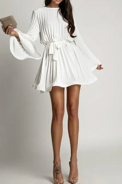 Flared Sleeve Round Neck Elegant Mini Dress