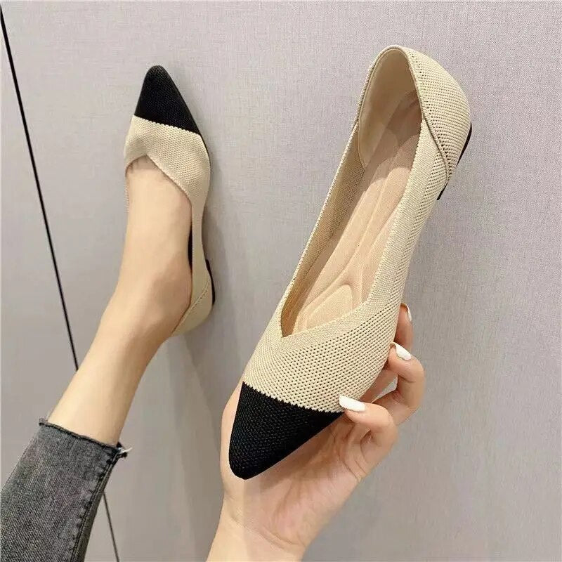 Pointed Knit Flat Shoes: Fashionable and Comfortable for Spring and Autumn