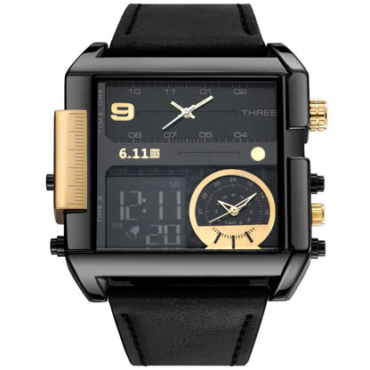 Multiple Time Zone Luxury Square Men Watches