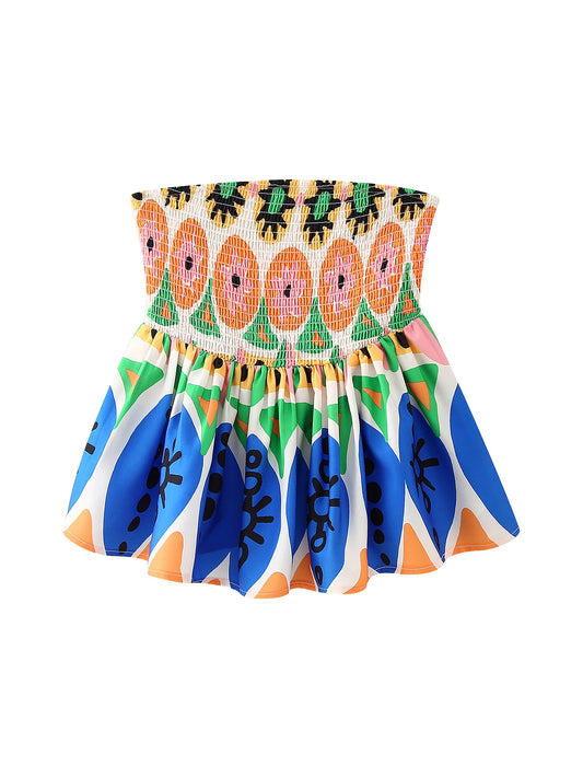 Tropical Style Strapless Crop Top