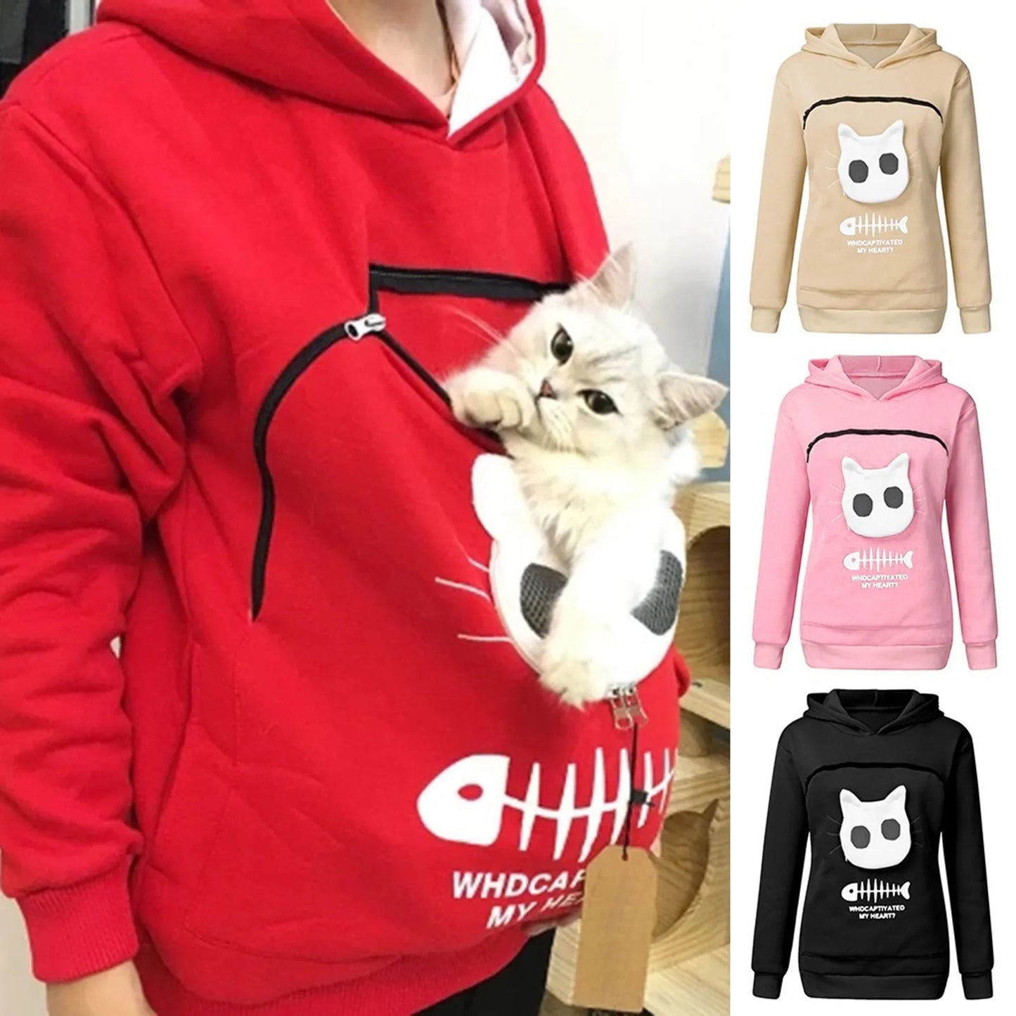 Cat Lover Front Carrier Pack Kangaroo Hoodies