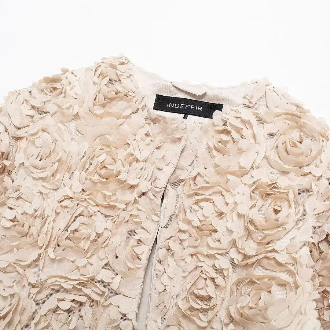 Autumn Rose Decoration Crop Jacket