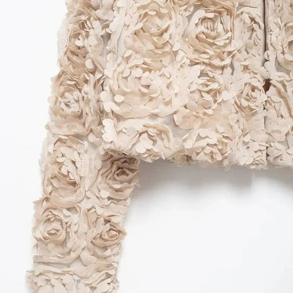 Autumn Rose Decoration Crop Jacket