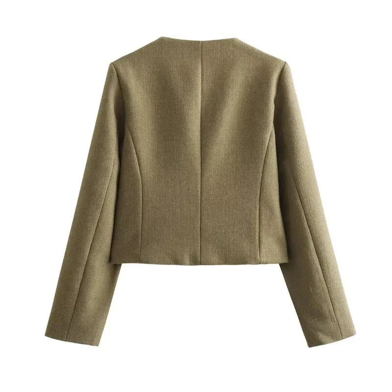 Demi-Season Tweed Autumn Cropped Jacket For Women