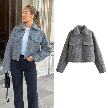 Demi-Season Crop Tweed Jackets