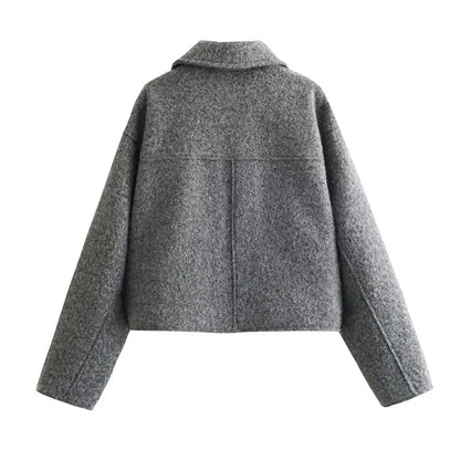 Demi-Season Tweed Cropped Jacket For Women