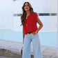 Women Red Knit Cropped Sleeveless Vest