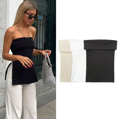 Tube Top for Women – Off-Shoulder Backless Sleeveless Corset Bustier Tank Top, Sexy Summer White & Black Tops