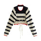 Striped Cropped Backless Women Sweaters