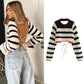 Striped Cropped Backless Women Sweaters