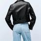 Luxury Black Style Belted Women Leather Jackets