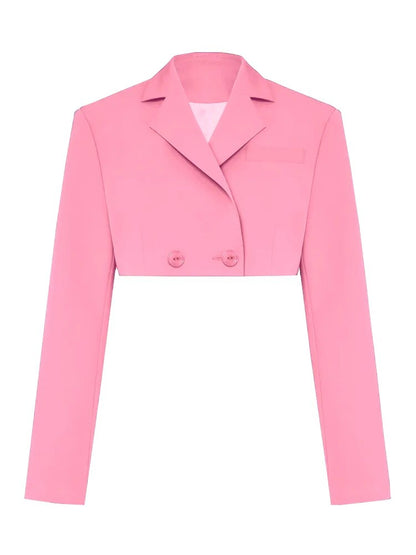 Double Button New Style Super Crop Blazer Jackets Suits