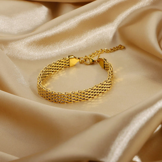 Trendy Shiny Gold Silver Mood Tracker Bracelets