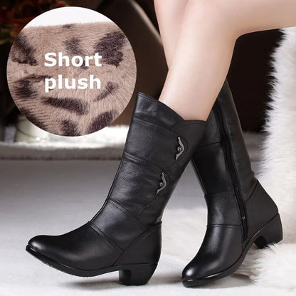 2025 Winter Plus Size Anti-Skid Boots | Thick Wool Warm Fashion Middle Boots, Outdoor Snow Boots with Wedges for Women