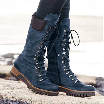 Modern Style Long Cross Lace Up Warm Winter Boots For Women