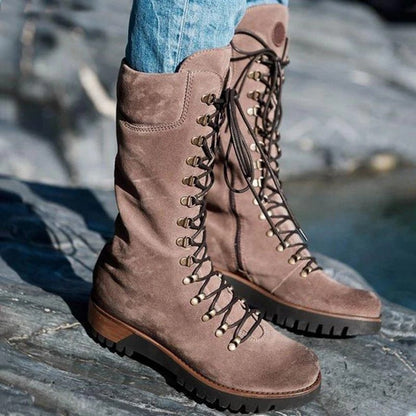 Modern Style Long Cross Lace Up Warm Winter Boots For Women