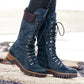 Modern Style Long Cross Lace Up Warm Winter Boots For Women