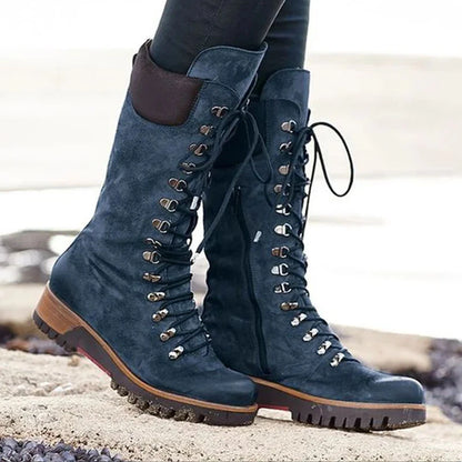 Modern Style Long Cross Lace Up Warm Winter Boots For Women