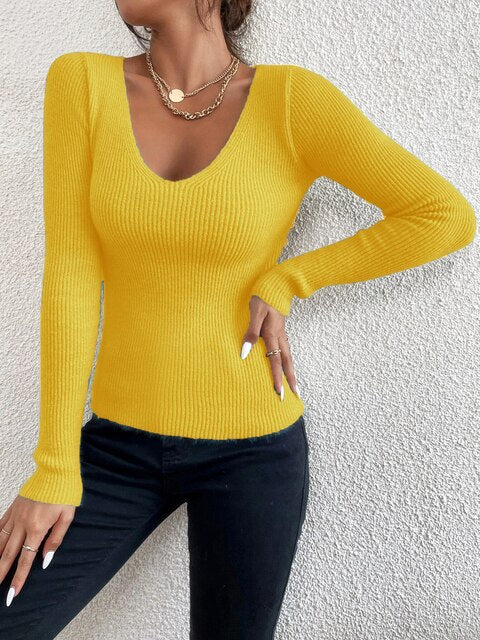 Thin V-Neck Autumn Winter Sweaters For Women