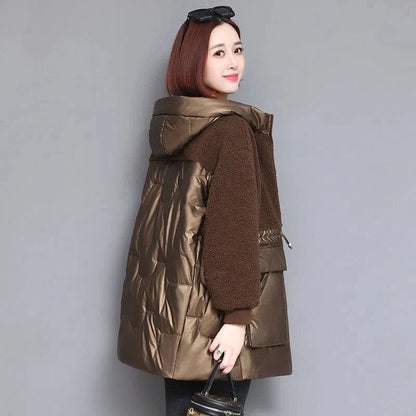 Warm Faux Lamb Wool Hooded Jacket: Stylish Winter Parka