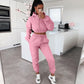 Womens Cool Style 2 Pieces Crop Hoodie Sweatpant Tracksuits