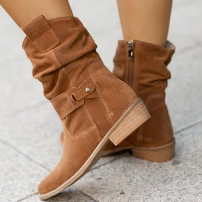 Elegant Faux Suede Low Heel Women Winter Ankle Boots