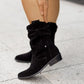 Elegant Faux Suede Low Heel Women Winter Ankle Boots