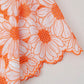 Orange Daisy Print Hollow Out Women Blouse