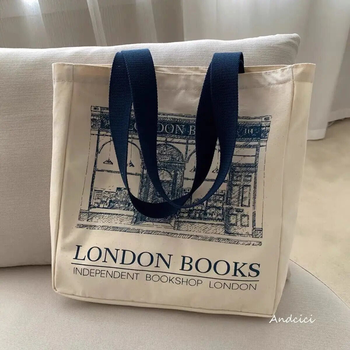 London Books Women Canvas Shoulder Tote Bag