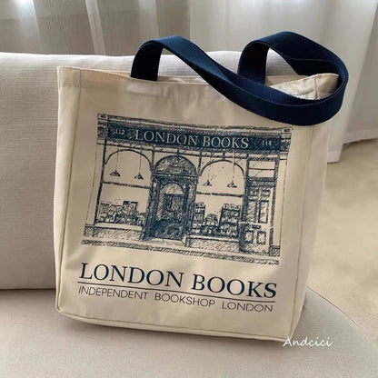London Books Women Canvas Shoulder Tote Bag