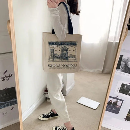 London Books Women Canvas Shoulder Tote Bag