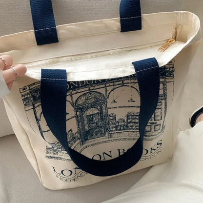 London Books Women Canvas Shoulder Tote Bag