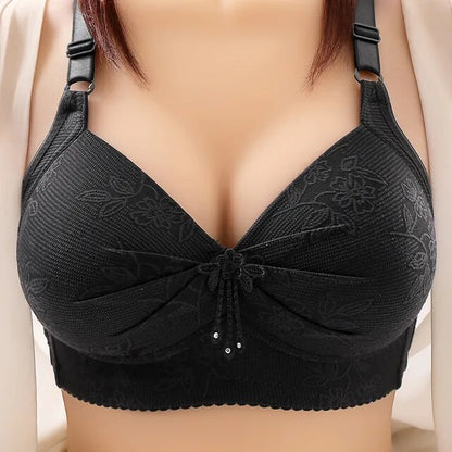 Elegant Leaf Embroidered Female Anti-Sagging Bra