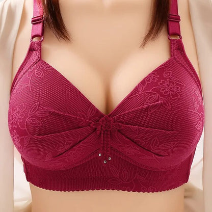 Elegant Leaf Embroidered Female Anti-Sagging Bra