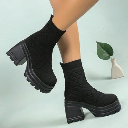 New Autumn Winter Style Knitted Stretch Sock Boots