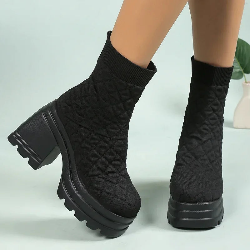 New Autumn Winter Style Knitted Stretch Sock Boots