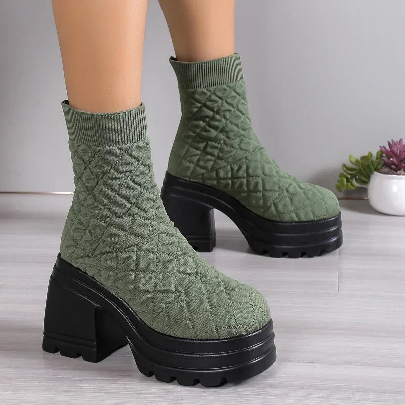 New Autumn Winter Style Knitted Stretch Sock Boots