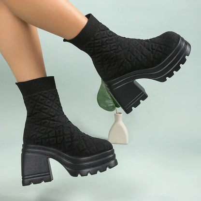 New Autumn Winter Style Knitted Stretch Sock Boots