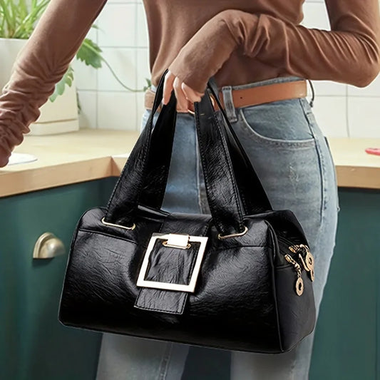 Square Metal Design Multi-Layers Top-Handle Handbags For Women