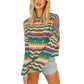 Rustic Vintage Style Colorful Crochet Sweater For Women