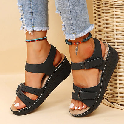 Mid Platform Heel Elegant Buckle Comfortable Outdoor Women's Sandals