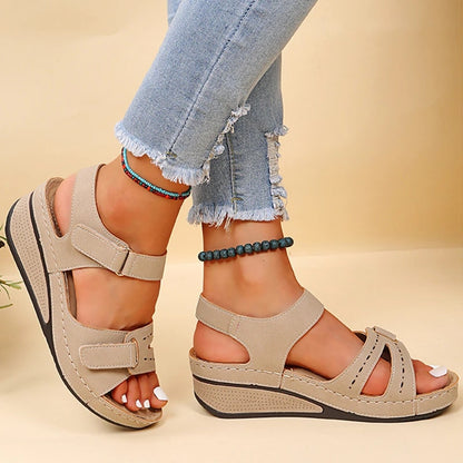 Mid Platform Heel Elegant Buckle Comfortable Outdoor Women's Sandals