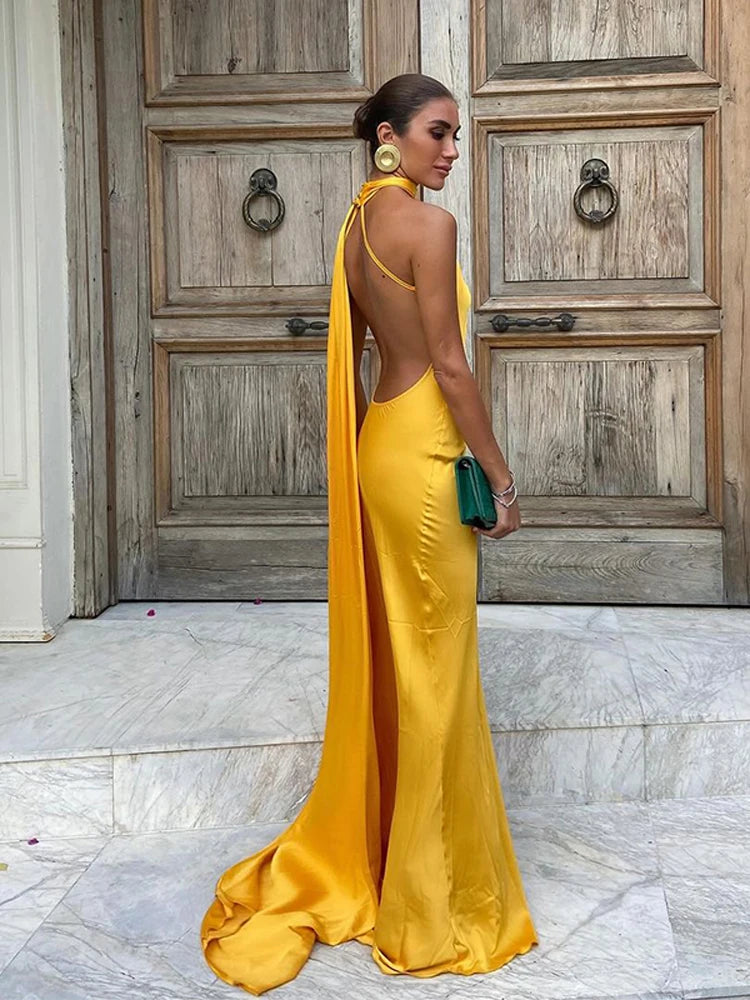 Women Sexy Backless Off Shoulder Bodycon Long Dress