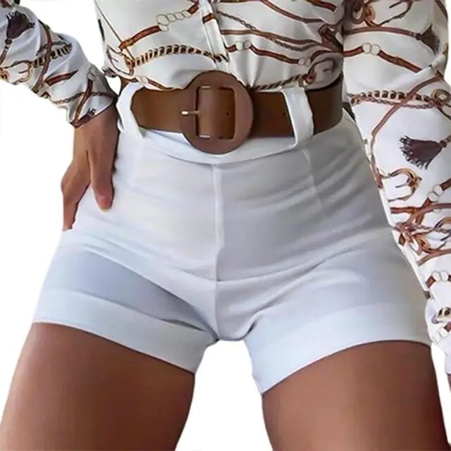 Chic Solid Color Back Zipper Women Shorts